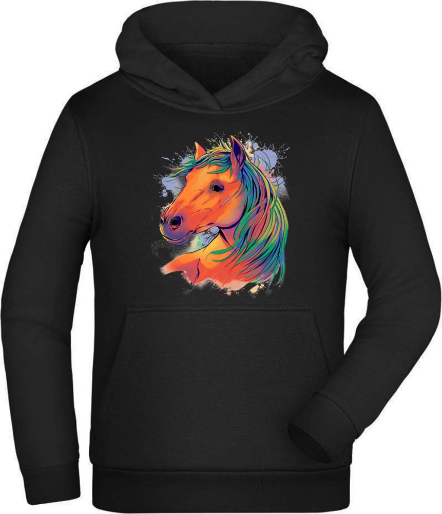 Kids Hoodie Hooded Sweater - Horse Head in Oil Paints i167